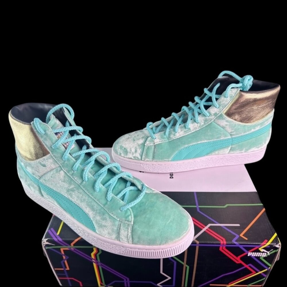 Puma Dee & Ricky x Basket Mid Lady Liberty Whimsical World Velvet Mens Size 10.5